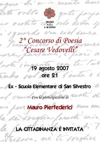 Concorso di Poesia â€œCesare Vedovelliâ€: il manifesto dellâ€™edizione 2007